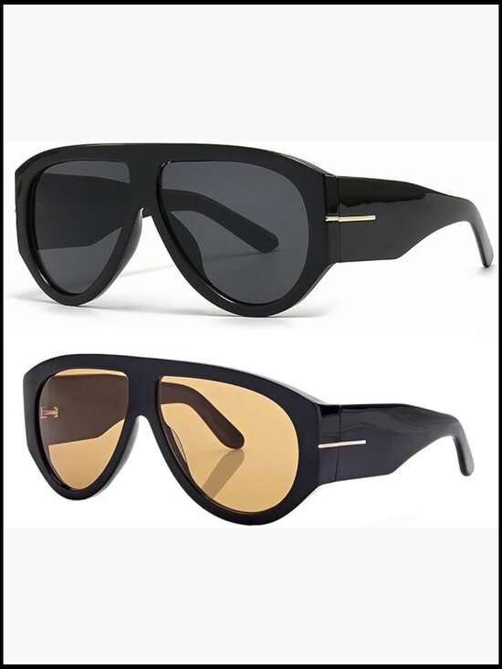 Oversized Aviator Sunglasses, UV Protected Lenses, Retro Style main image 5